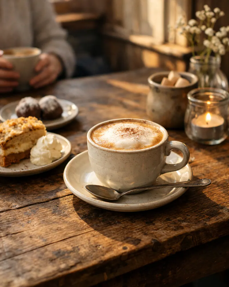 Kaffee auf Holztisch