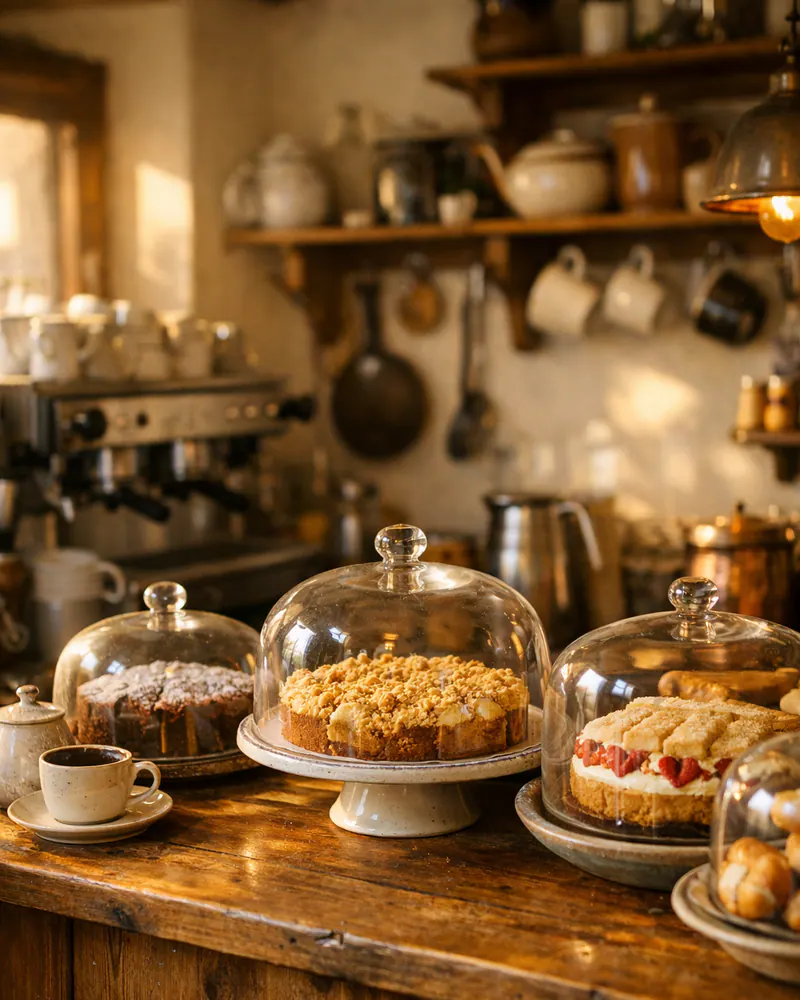 Kuchenvitrine im Café